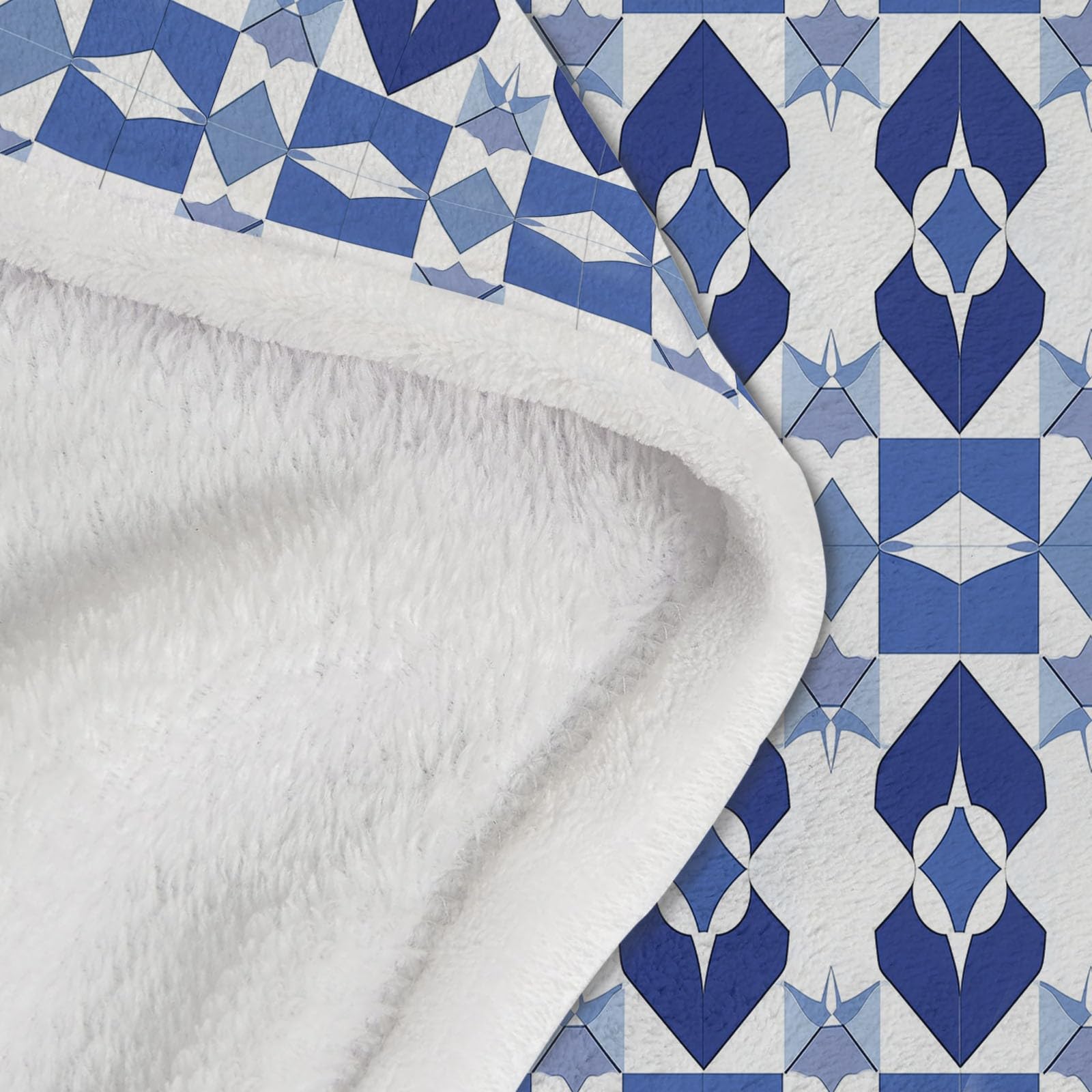 Manta Polar con Estampado Geométrico Azul, Minimalist para Sofá de Microfibra Manta de Felpa Suave Manta de Cama o de Sala de Estar 180x200 cm