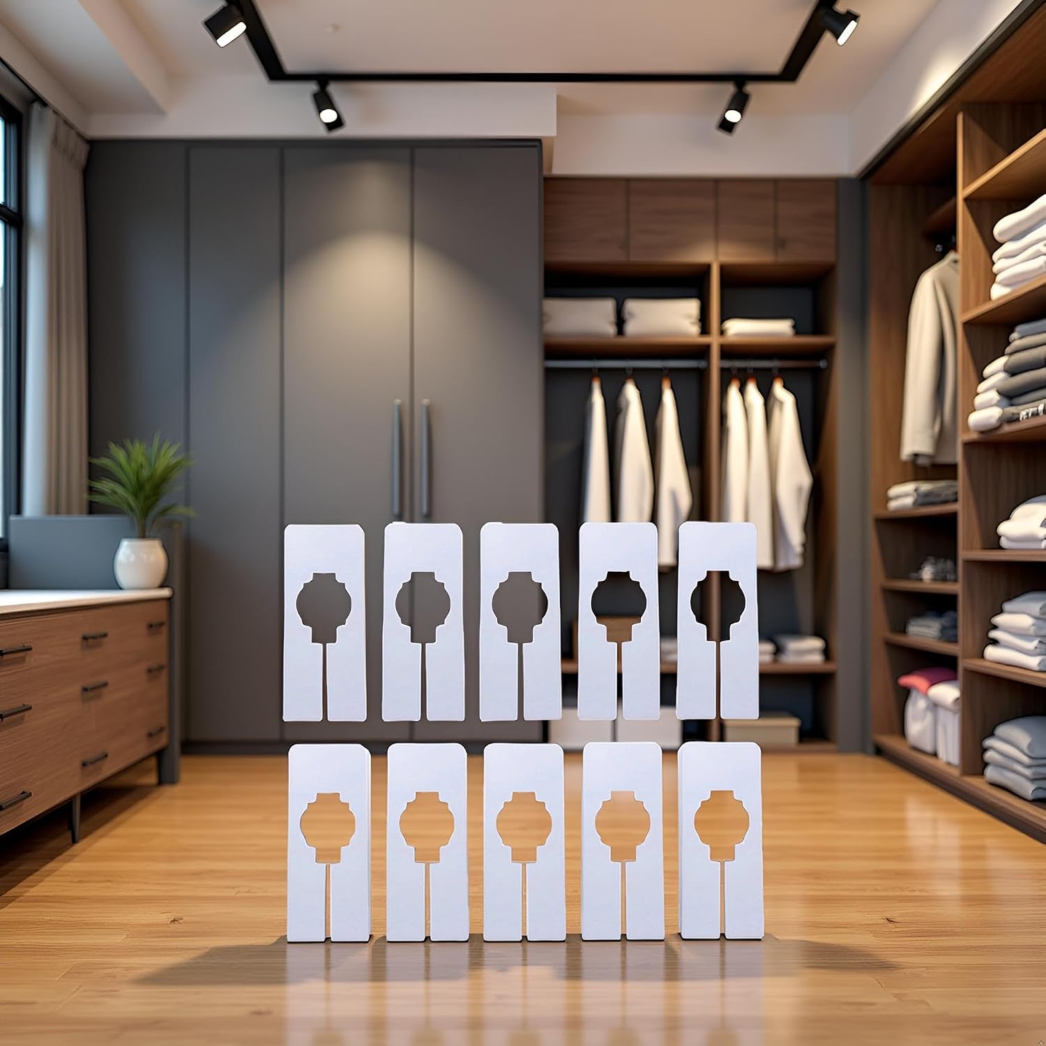 10Pcs White Clothing Rack Size Dividers Closet Dividers Rectangular Clothing Hangers Dividers with Clothing and Closet Storage，dividers for Hanging Clothes Mounted Closet Systems