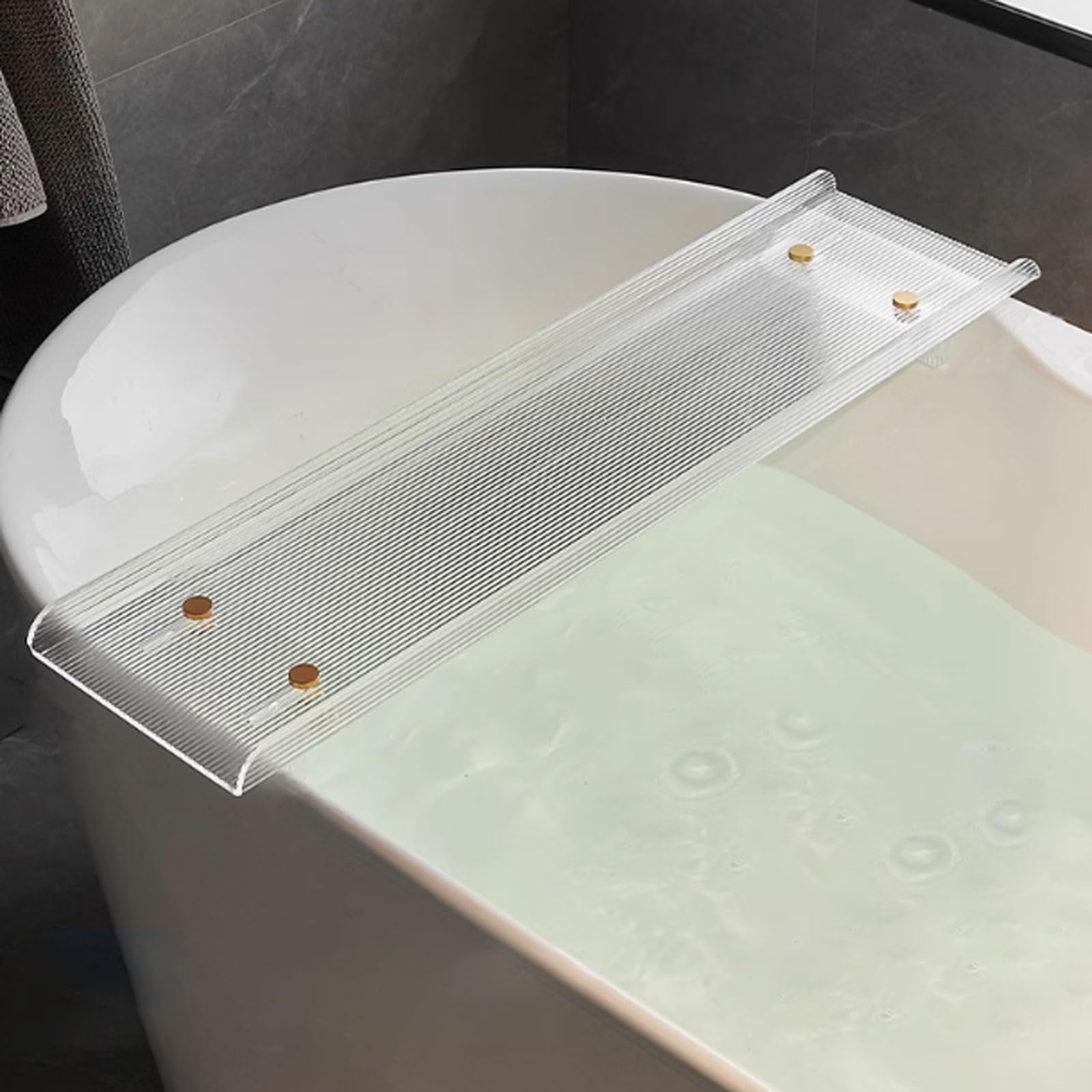 JKJZSALJ Extendable Acrylic Bath Tray Rack - Over Bathtub For Tablet Phone Wine Glass & Candles - Ideal For Relaxation & Spa Experience,Ripple-75cm