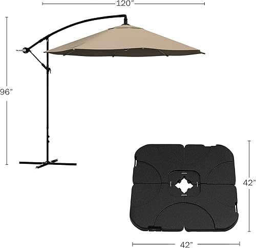Miniatura 2 de 10 Ft Offset Cantilever Patio Umbrella - Fade-Resistant Shade Umbrella Outdoor Patio Canopy with Cross Base for Garden, Lawn, Deck, Yard or Pool by