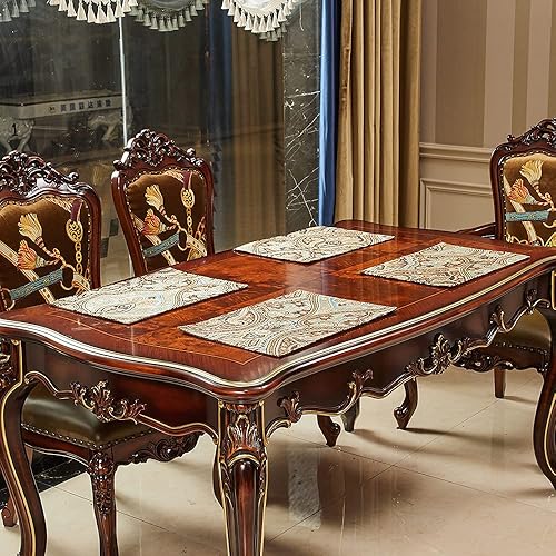 Miniatura 5 de Juego de 4 manteles individuales retro de lujo para mesa de comedor, lavables a máquina, antideslizantes, resistentes al calor, para interiores