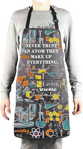 Miniatura 4 de MBMSO Delantal de ciencia - Divertido delantal de técnico de laboratorio 'Never Trust an Atom' - Perfecto para los amantes de la ciencia