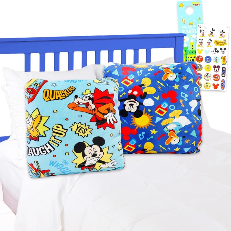 Disney Mickey Mouse Decorative Pillows for Kids - Bundle of 13" Plush Cuddle Pillows for Bedroom Decor Plus More | Mickey Mouse Accessories Set