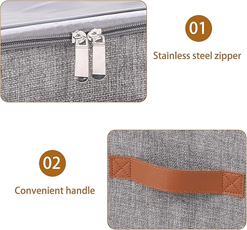 Miniatura 6 de OUTBROS Contenedores de almacenamiento grandes con tapa, bolsas plegables, organizador de armario con asa y cremallera, se utilizan para almacenar