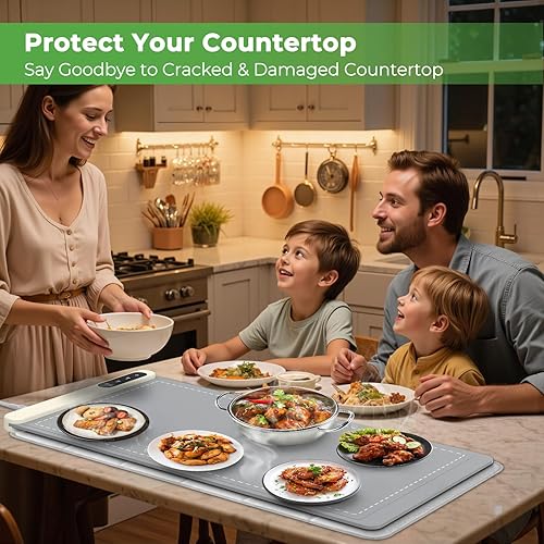 Miniatura 7 de FYY Tapete resistente al calor para alfombrillas de calentamiento de alimentos, mesas de 35.4 x 15.4 pulgadas protegidas, hasta un 50% de bloqueo de