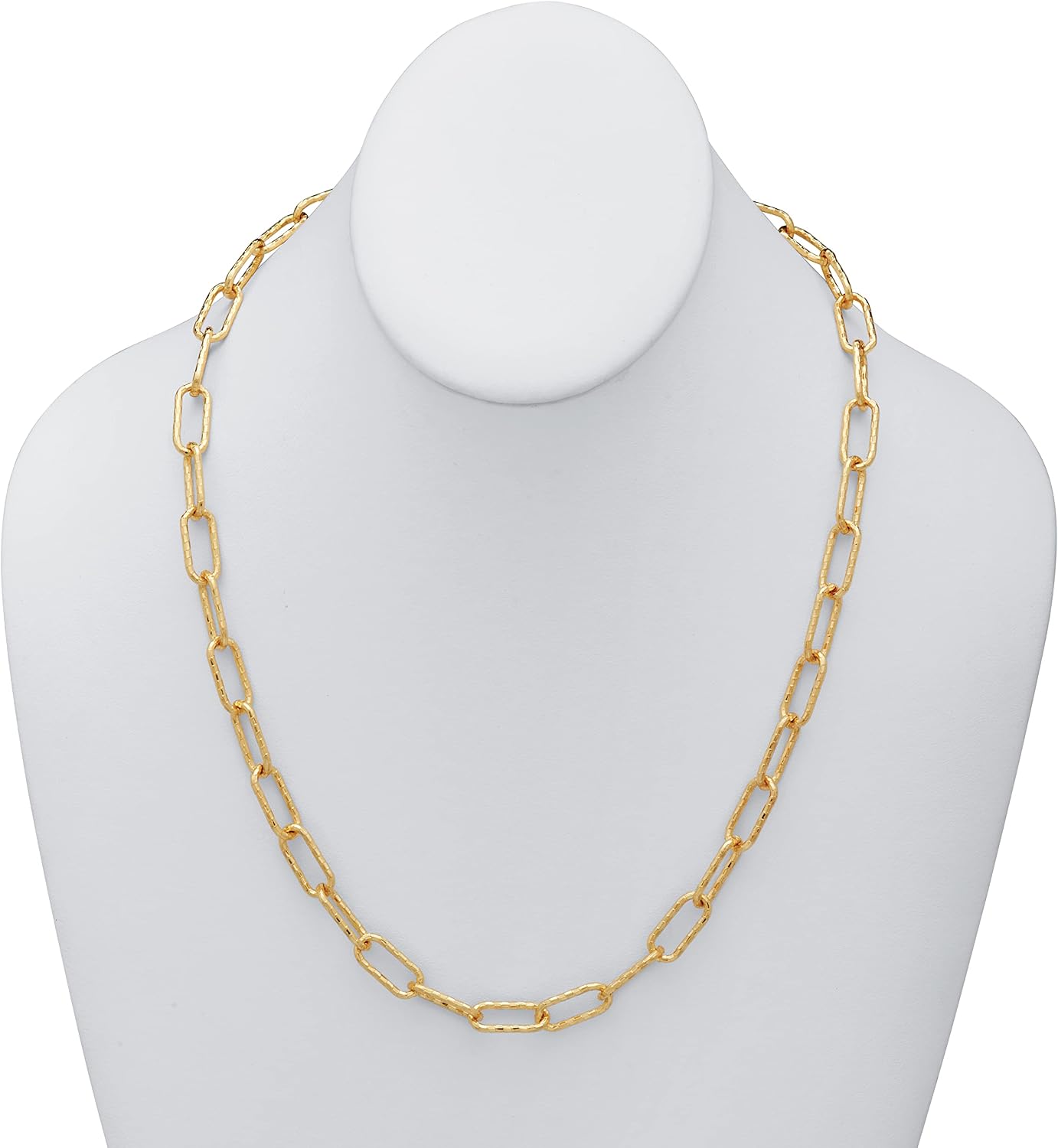 PalmBeach Yellow Gold Ion-Plated Stainless Steel Hammered Paperclip Chain Necklace (7.25mm), Lobster Claw Clasp, 20 inch