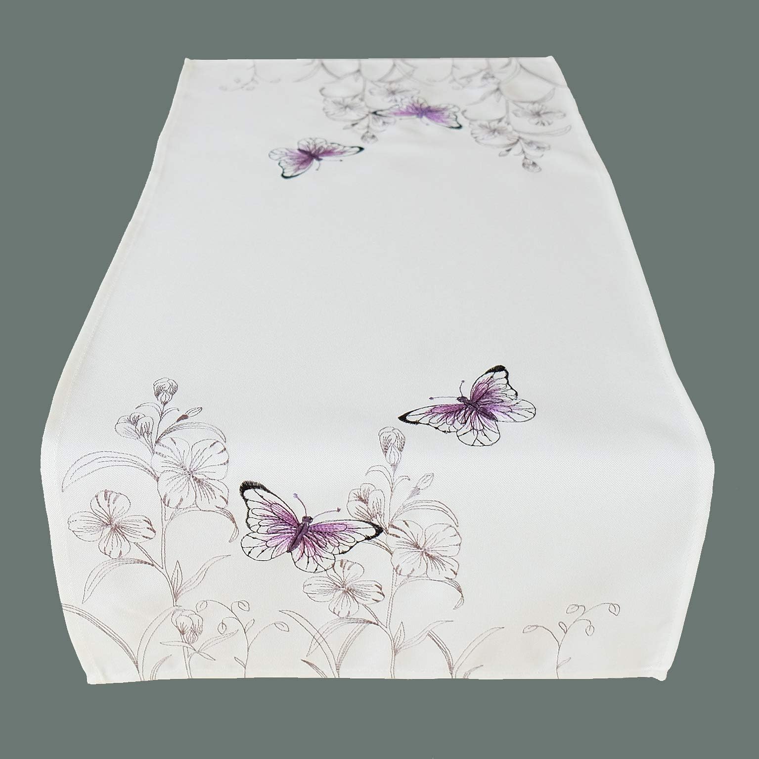 Runner Tovaglia Beige Bianco Fiori a Fiori Moderno Estate Primavera
