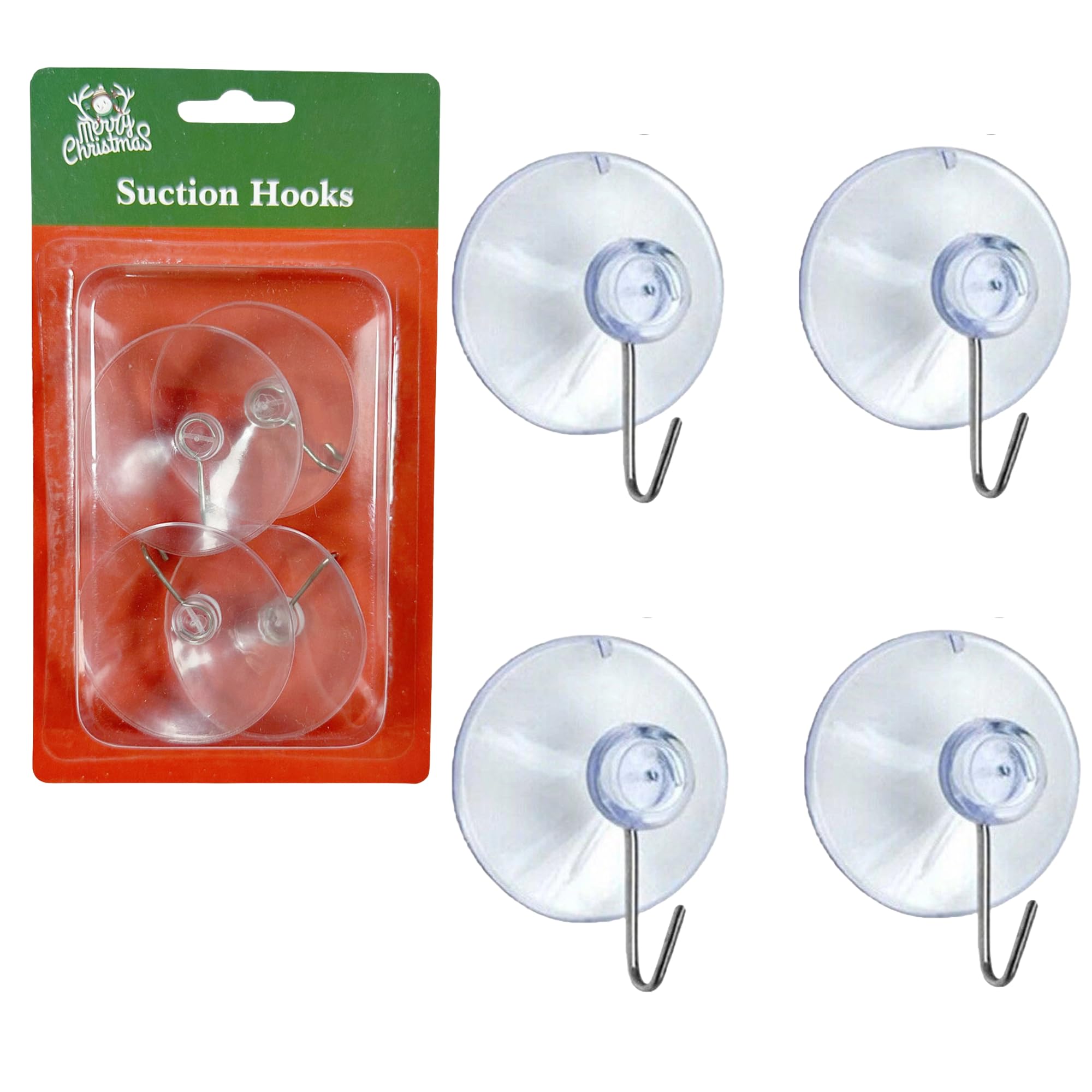SHATCHI 6Pcs Heavy Duty Suction Hooks – 53mm, Multi-Purpose Reusable Suction Hooks for Kitchen, Bathroom, Office, Christmas Decorations, Signs, Mirrors, Walls