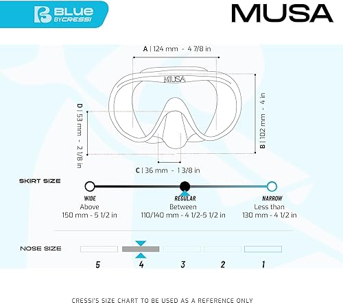 Miniatura 5 de Cressi Máscara de buceo sin marco para adultos - Lente mono de visión ancha - bajo volumen interno - Silicona suave pura - Musa diseñado en Italia