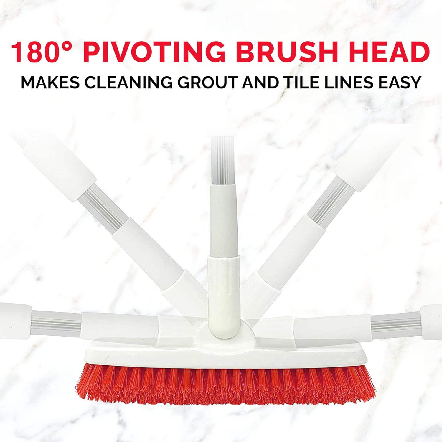 Swivel Grout Brush with Long Handle - Stiff Bristle Scrubber, V-Shaped Grout Cleaner Brush with Telescopic Handle for Easy Cleaning & Storage - Grout Cleaning Brush for Tile Floors by Foxtrot Living : Tools & Home Improvement
