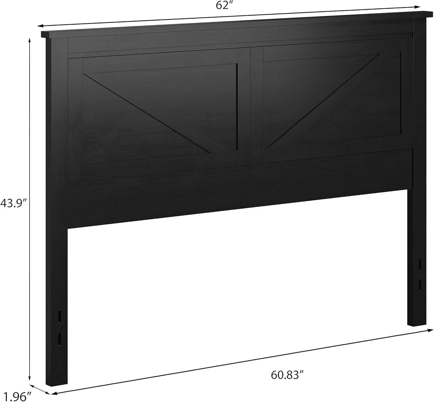 Glenwillow Home Farmhouse Style Wood Panel Headboard in Black - Queen Size