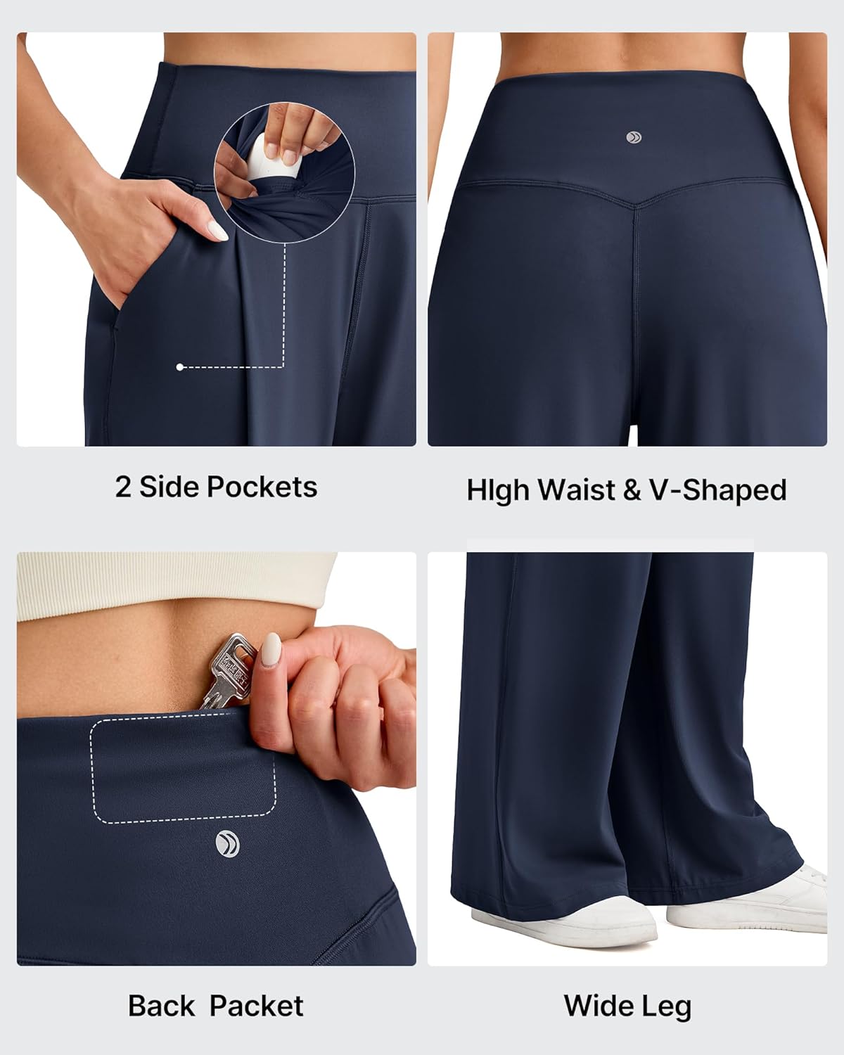 G4Free BareFeel High Stretch Wide Leg Pants for Women Soft High Waisted Pleated Casual Pants with Pockets 28"/30"/32" - Image 3