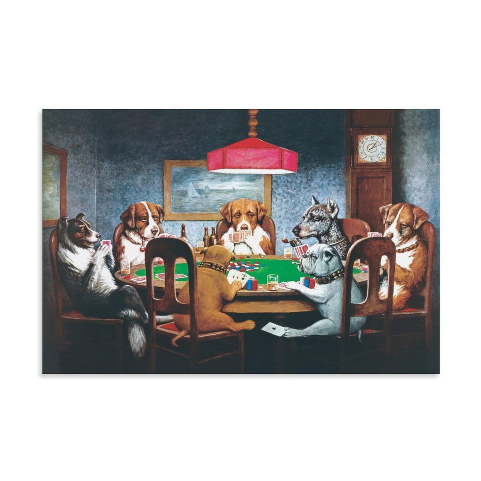 BBAUER Painting Dogs Playing Poker Poster Decorative Painting Canvas Wall Posters And Art Picture Print Modern Family Bedroom Decor Posters 08x12inch(20x30cm)