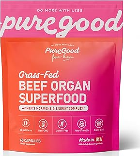Primal Female Beef Organ Supplement for Women (60 Beef Organ Capsules) Grass Fed Liver, Heart, Kidney, Ovary – Hormone Balance & Energy Support – Non-GMO, Gluten, Hormone, and Pesticide Free