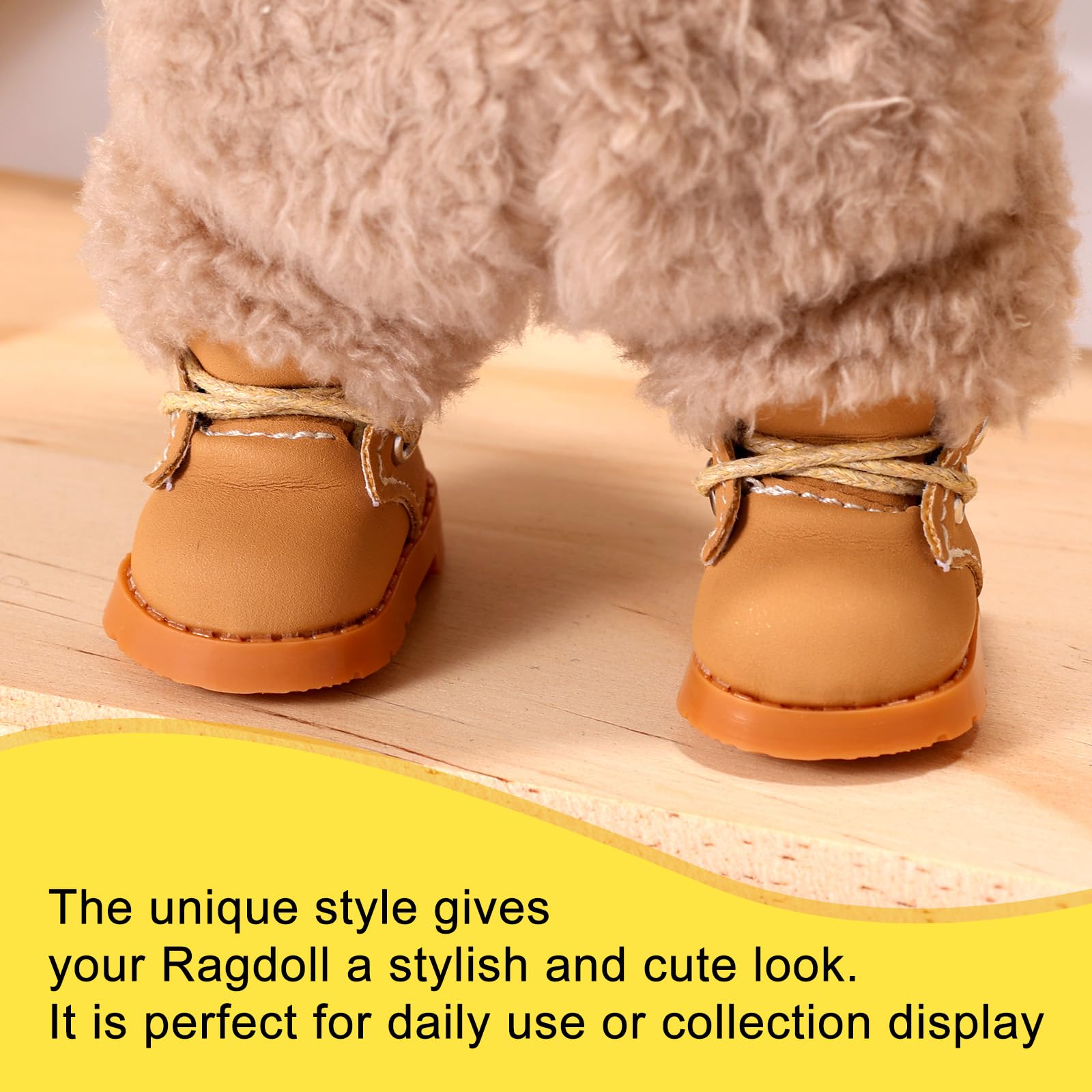Lyreh Mini Scarpe per Bambole, 5x2,3 cm Scarpe da Ginnastica in Pelle PU per Bambole di Peluche con Tastiera Carine Giocattoli Accessori (Giallo)