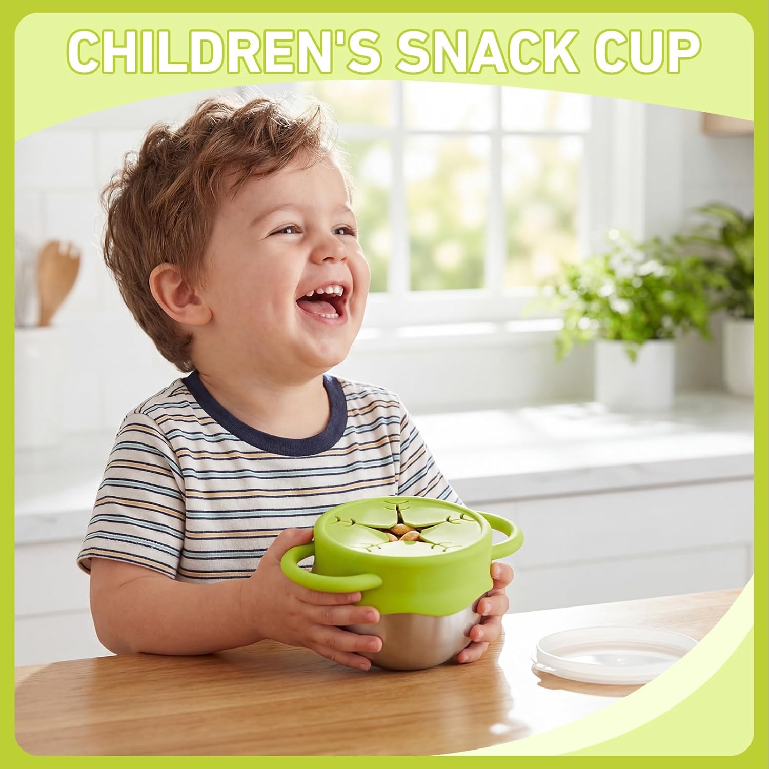 6 Pcs 13 oz Stainless Steel Snack Cups Spill Proof, 3 in 1 Baby Snack Containers Removable Silicone Food Catcher Travel Lid Food Catcher for Baby Toddler Kids, Dishwasher Safe (Classic Color)
