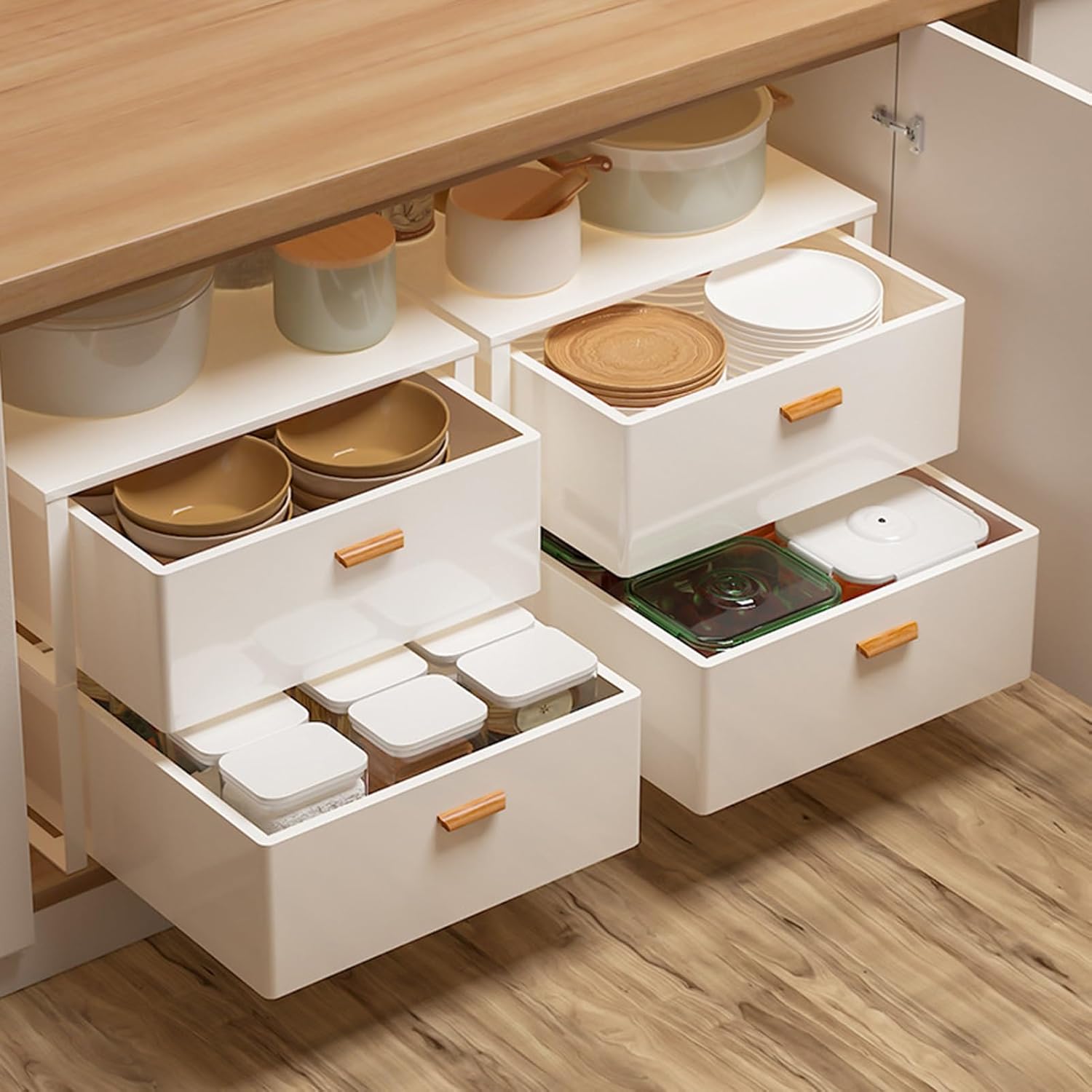 Pull Out Drawers for Cabinets Cabinet Pull Out Basket Pull Out Cabinet Organizer Pull Out Cabinet Organizer Sliding Drawer Kitchen Cabinet for The Kitchen Base Cabinet Organization, White