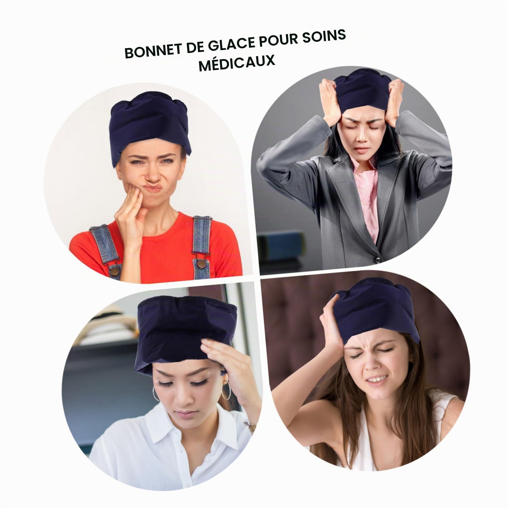 Healvian Bonnet rafraîchissant pour chimiothérapie, casque en gel, chimio, calotte de refroidissement pour, perte de cheveux, maison, capuchon froid et micro-ondes, bonnet de glace chimio