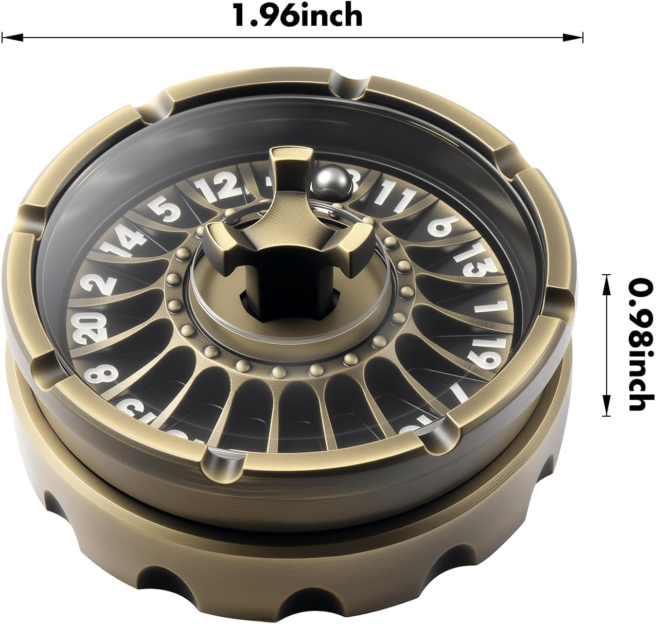 DNDND Roulette Wheel D20 Spinner Dice with Gift Box for Dungeons and Dragon Game RPG & Table Games (Brass)