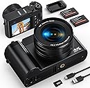 Digital Camera, 4K 64MP Digital Camera for Photography Vlogging Selfie Cameras with 32G Memory Card, 2.8" Screen, Anti-shake, Autofocus, Flash Light,16X Digital Zoom