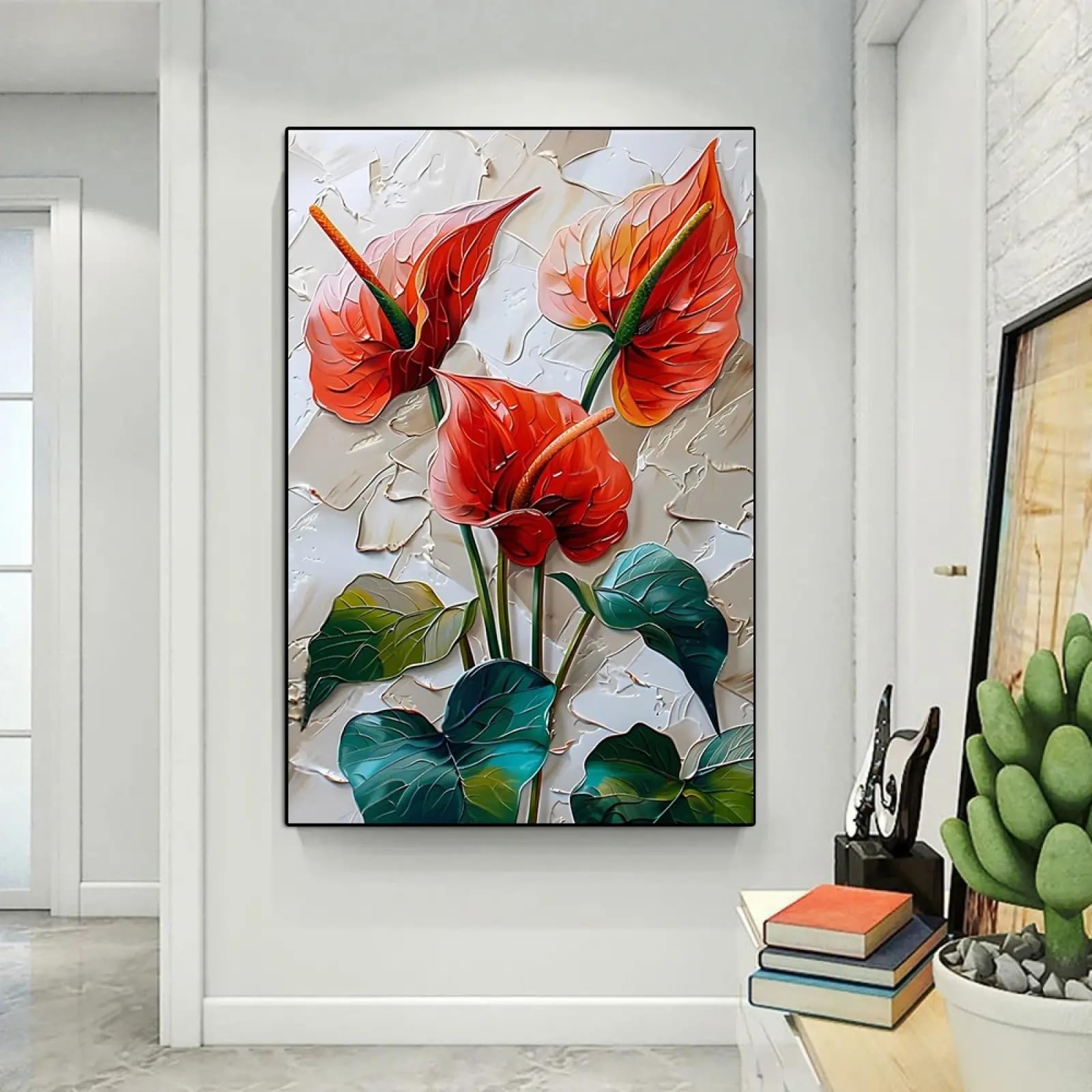Affiche murale simple anthurium texturé, déco salon moderne grand format - 7