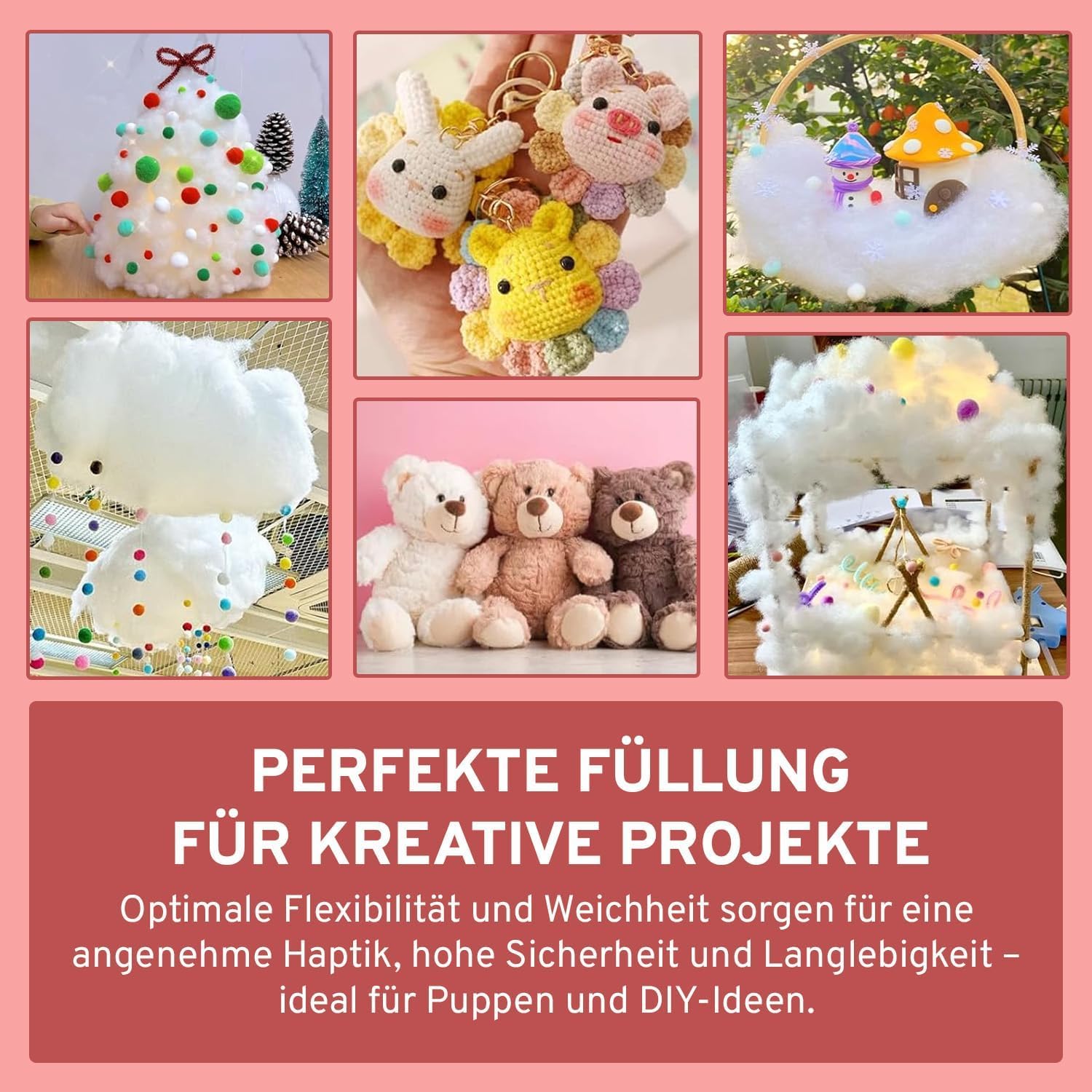 EVE Textile® Ovatta per Imbottitura Cuscini, Materiale Morbido e Igienico per Farcitura, Riempimento Peluche, Stoffe, Giocattoli - Certificato Öko-Tex 100 (Ovatta, 4 kg)