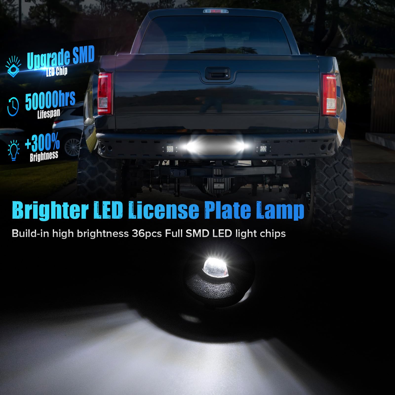 LUDARM LED License Plate Light with Socket Wiring Harness Plugs Compatible with F150 1990-2014 F250 F350 1980-2016 F450 F550 1999-2016 for Ranger 1983-2011 for Bronco Explorer Excursion Expedition