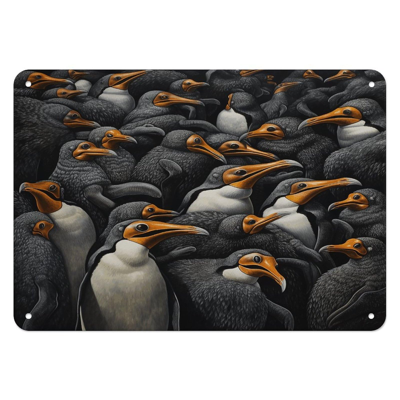 Btcowzrv Style A Group Of Penguins Metal Sign, 5.5" X 7.9" Tin Wall Decor, Wall Art Plaques For Home Wedding Decor Room Living Room Decoration
