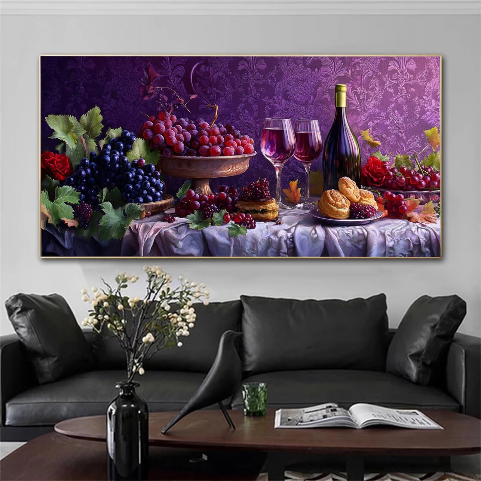 Otoño Pintar por Numeros Adultos, Fruta Pintura por Numeros Kit, Easy Paint by Numbers Adult Niños, con 3 Pinceles y Pigmento Acrílico, DIY Manualidades Home Decor Regalo 50x100 cm, con Marco, d1548k