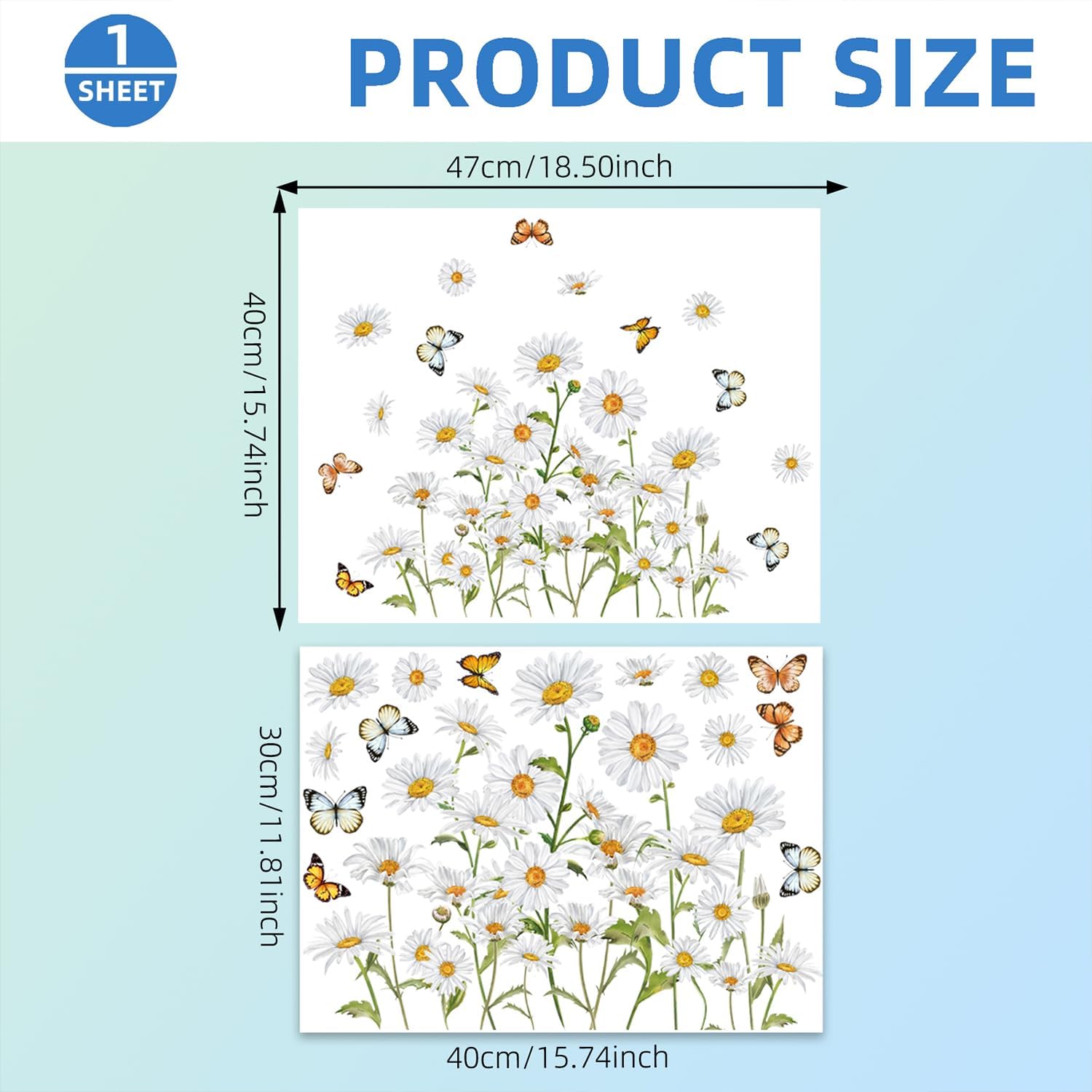 Spring Summer Daisy Window Clings with Butterfly Yellow White Flower Decals