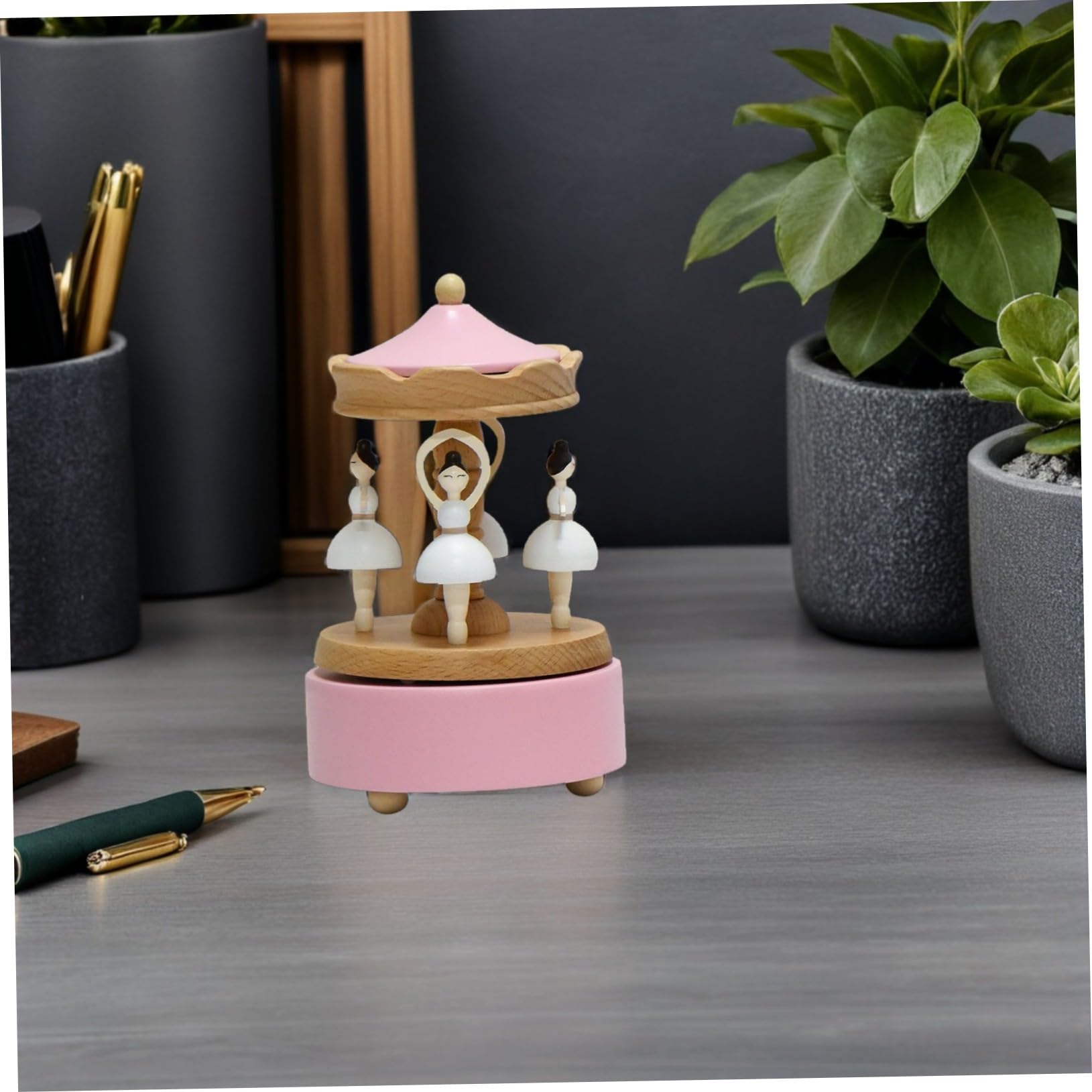Healifty Caja de Música de Bailarina de Madera Caja Giratoria de Ballet para Niñas Decoración de Escritorio para Cumpleaños y Regalos