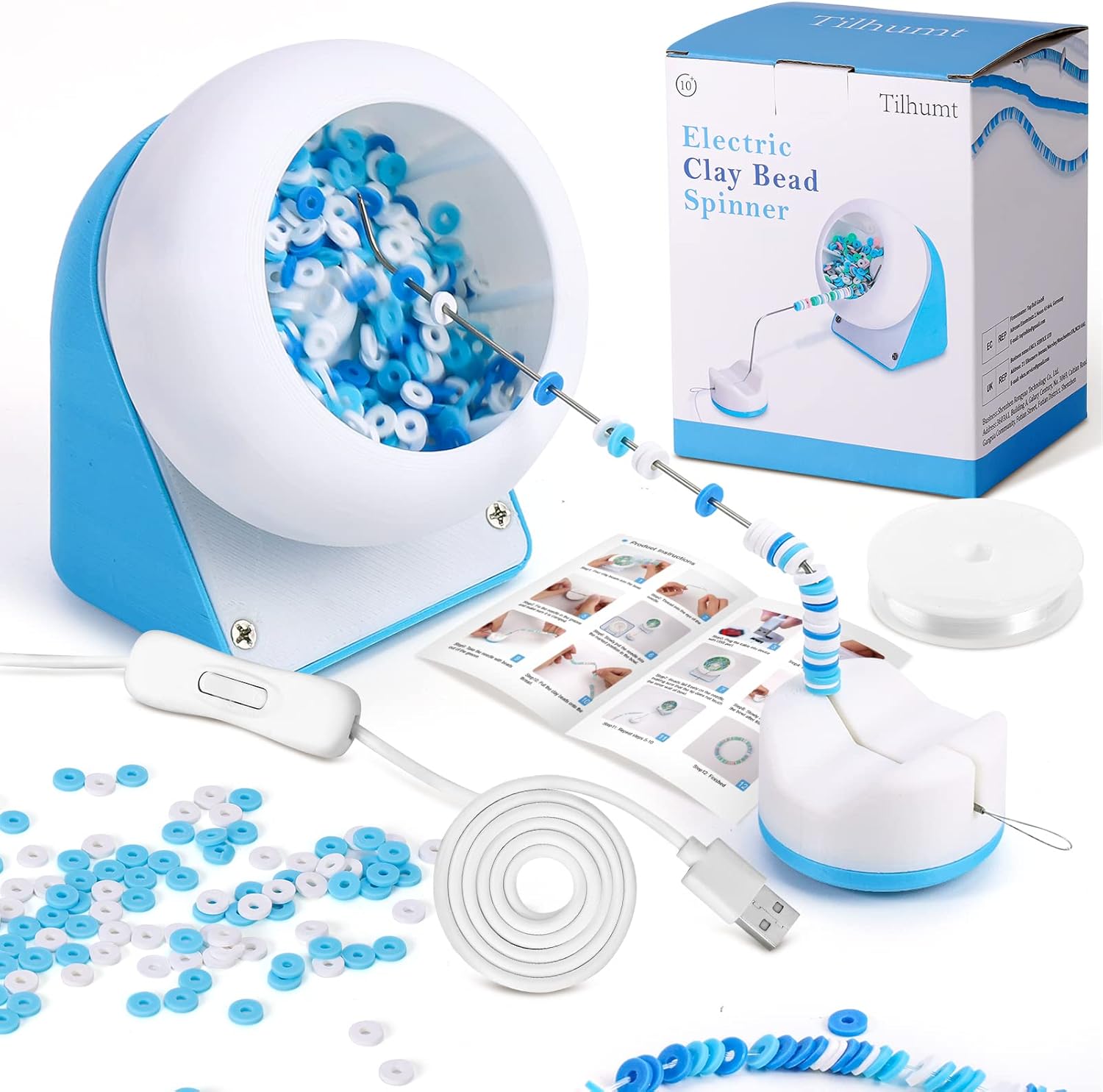 Tilhumt Clay Bead Spinner, Electric Bead Spinner for Jewelry Making