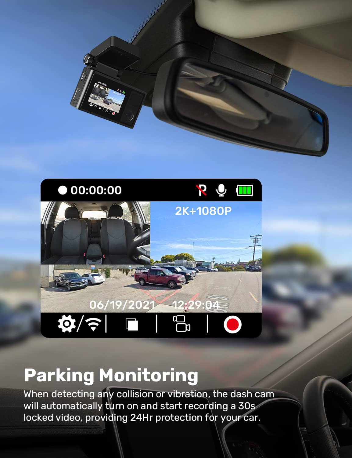 Diagram showing labeled components of the Heaboli HP-68 Dash Cam