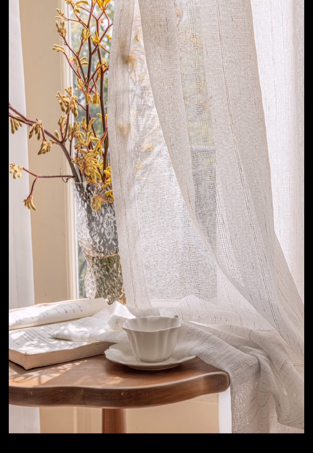 Amazon.com: Sunbox Linen Solid Sheer Curtains 54 Inches Long