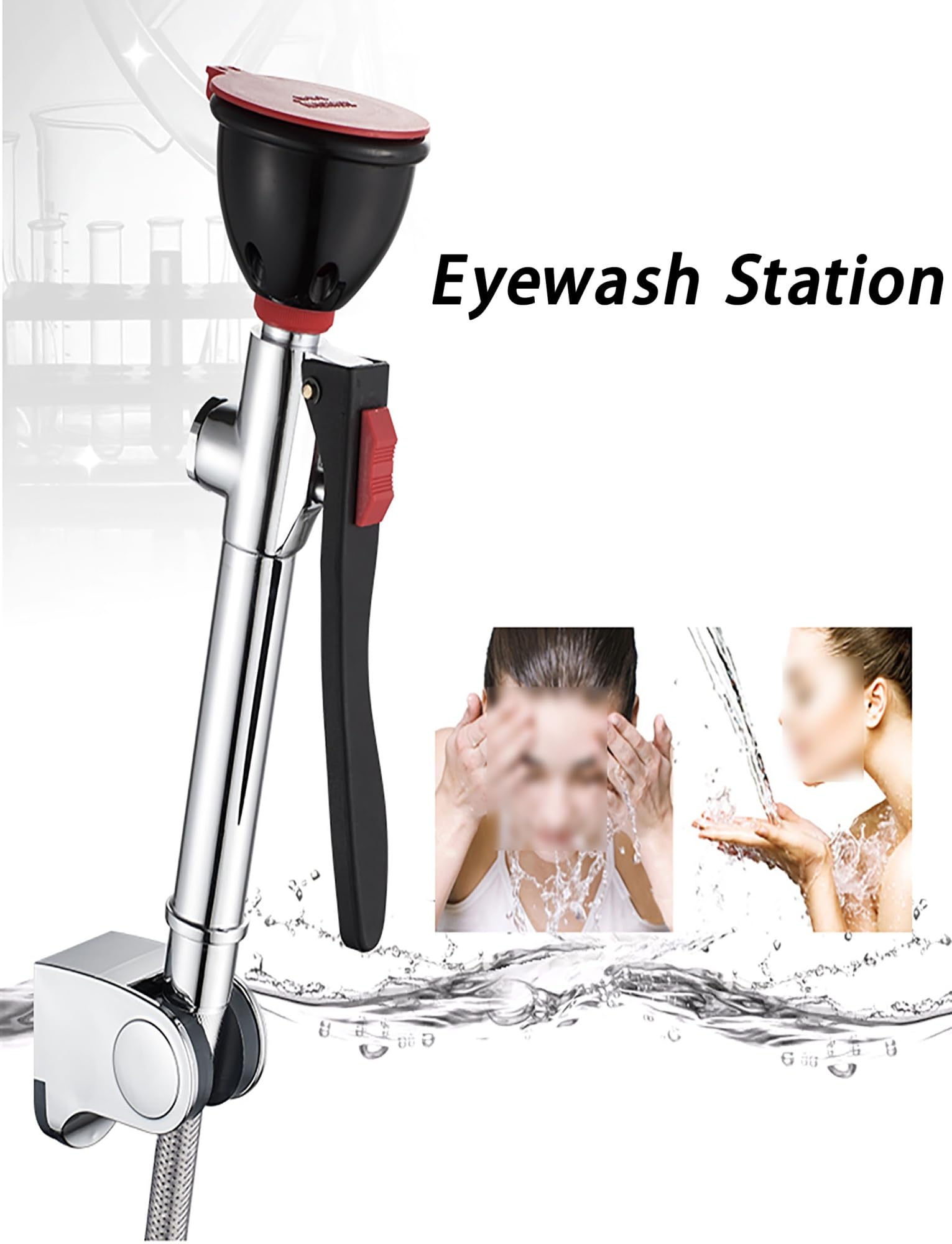 Estación lavaojos de emergencia, unidad de manguera de lavado de ojos de un solo cabezal portátil, ducha facial for uso industrial y de laboratorio(Desktop)