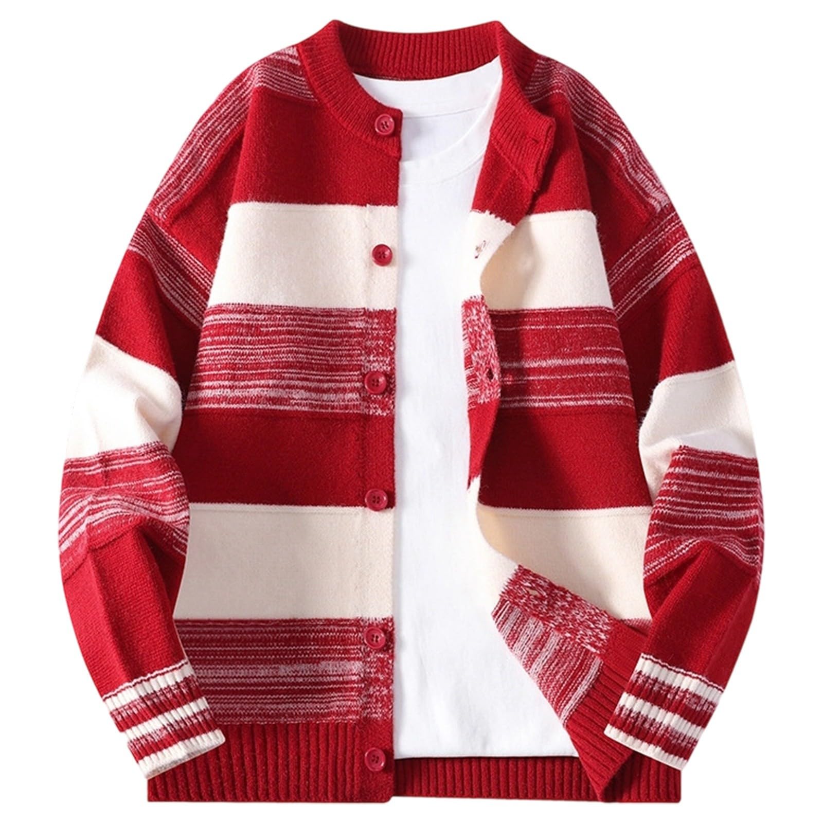 Cárdigan De Invierno para Hombre, Chaqueta De Lana Hombre Color Sólido Botones Moda Jersey Solapa Chaqueta Cálida Informal Cómodo Elegante Outwear Top para Exterior El Ocio