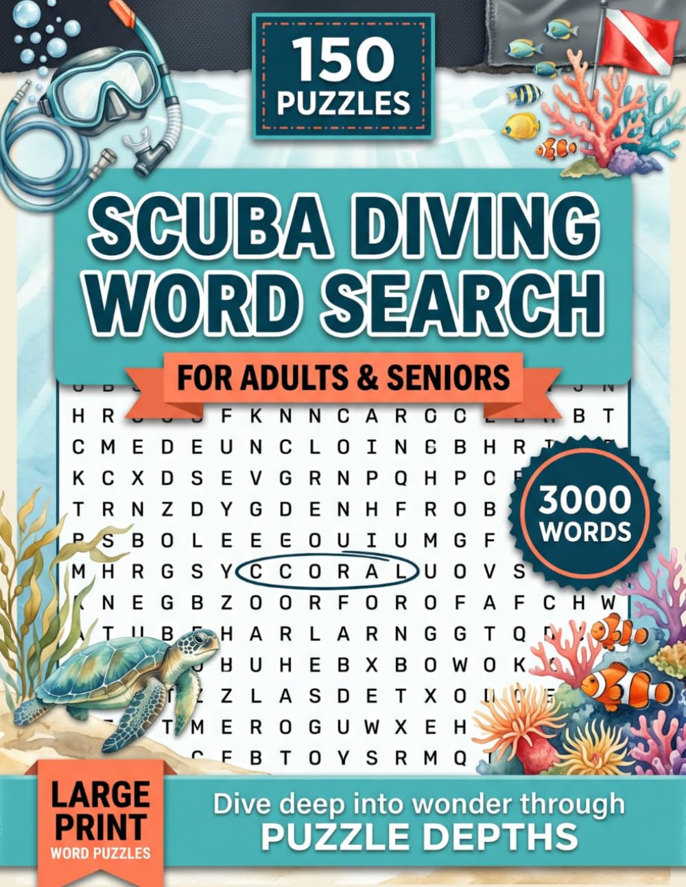 Scuba Diving Word Search Puzzle Book: 150 Puzzles with 3,000 Underwater & Reef Terms — A Great Gift for Scuba Divers, Ocean Explorers and Dive Enthusiasts