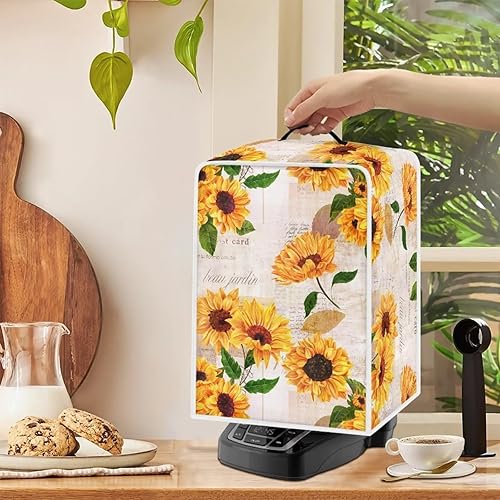 Miniatura 3 de Mumeson Cubierta para cafetera de girasol vintage, cubierta de licuadora, protección contra el polvo, cubierta lavable para electrodomésticos,