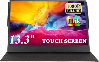 Portable Monitor - 13.3 Inch FHD 1920x1080P Computer External Screen, Dual Speakers & HDR Mode Laptop Display Touch Screen with Leather Case for PS4