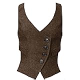 Women's Suit Vest Herringbone Tweed Work Wear Slim Fit Waistcoat Lady Sleeveless Jacket
