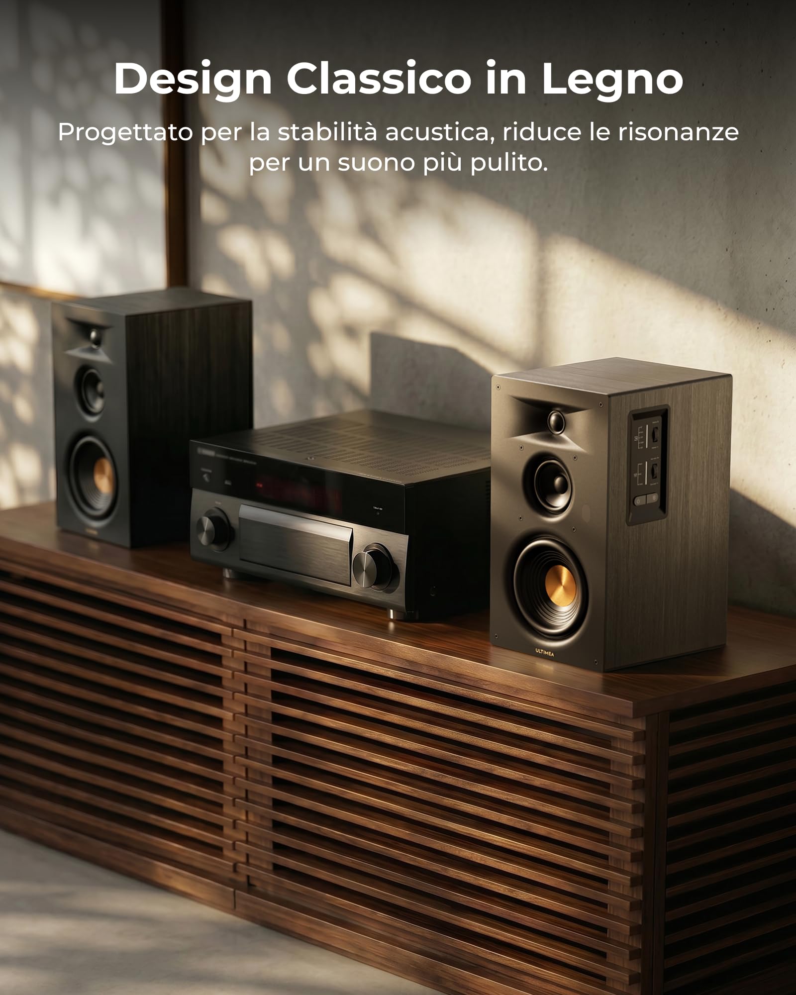 ULTIMEA Diffusori da scaffale attivi a 3 vie, 70W RMS, woofer 5,25", app, Bluetooth 6.0, HDMI ARC, uscita subwoofer per home cinema, TV, PC e giradischi, monitor studio, BS-3