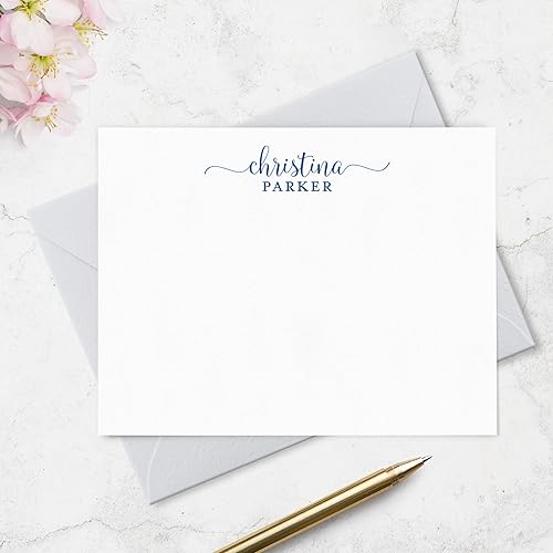Miniatura 4 de Personalized Stationary Note Cards and Envelopes for Women - Custom Flat Note Cards Stationery Set - Choose Ink and Envelope Colors  Fairmont &
