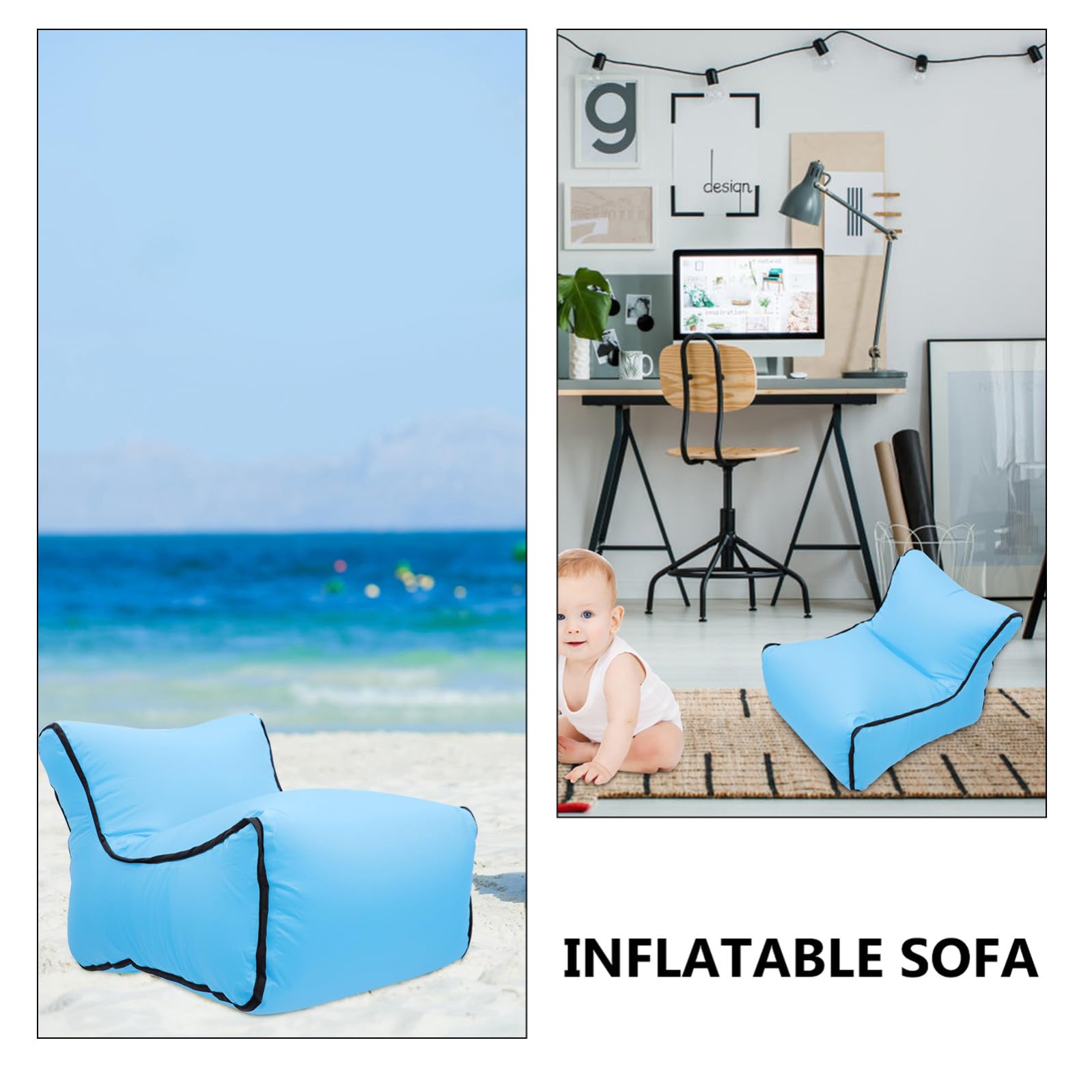 UPKOCH Divano Gonfiabile Portatile da Esterno, Cuscino Gonfiabile senza Pompa, Seduta Compatta e Leggera per Campeggio, Mare e Attività Outdoor
