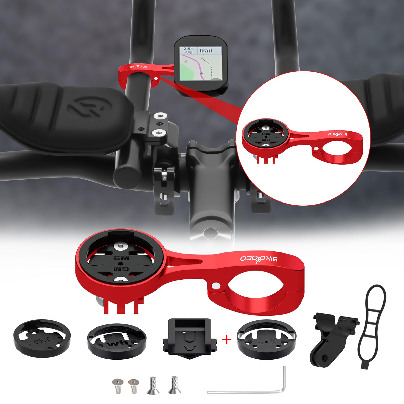 Aero Bar Bike Mount - Fit For Road Cycling 22.2mm & 22.4mm Handlebars, Compatible With Bike GPS Computers - Garmin, Wahoo, Bryton, Cateye, GoPro Full Range & Flashlight