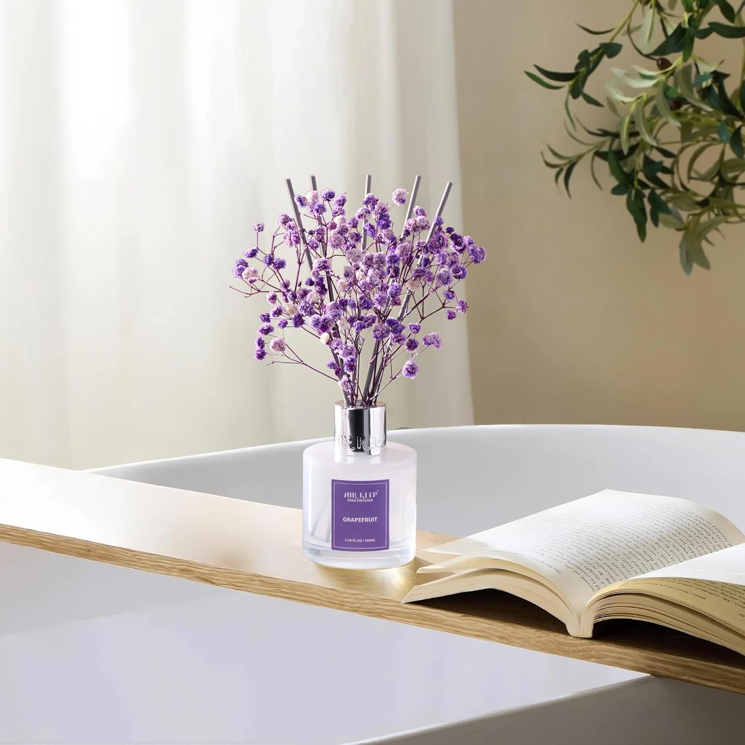 Airkeep Reed Diffuser Set,3.38 fl oz (100 ml) - Grapefruit Lemon Oil Diffusers with 8 Reed Sticks,Home Fragrance Reed Diffuser for Bathroom Shelf Decor - Image 5