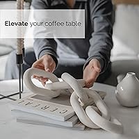 Vista 4 de Decoración de eslabones de cadena de madera, objetos decorativos de madera blanca para estantes, escultura de mesa auxiliar, accesorios de estante