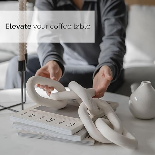 Miniatura 12 de Decoración de eslabones de cadena de madera, artículos modernos de decoración de mesa auxiliar, decoración de cadena negra para mesa de café, cadena