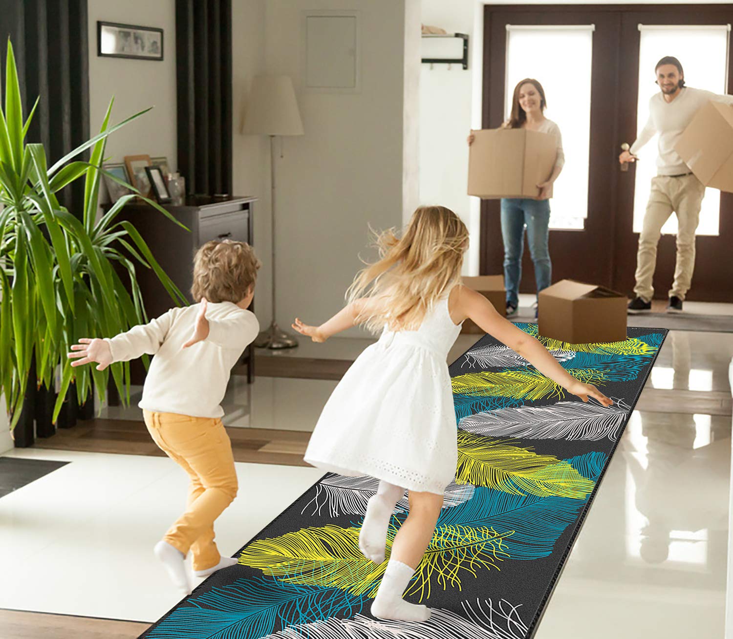 Bawełniane dywaniki 90 x 220 cm, maty kuchenne antypoślizgowe gumowe podkładki kuchenne antypoślizgowe można prać do salonu sypialni na podłogę - R-9
