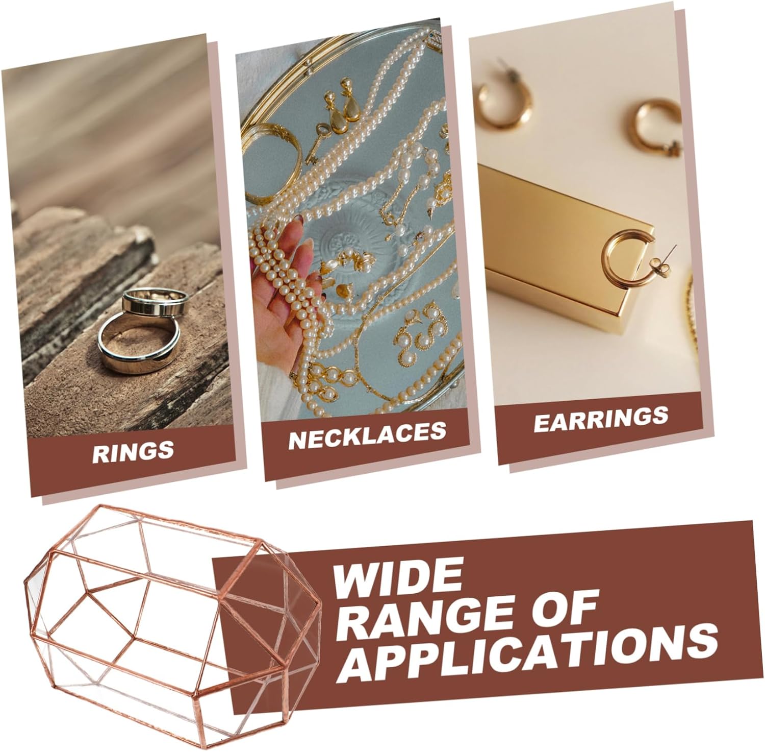 Glass Keepsake Box for Wedding Cards and Jewelry Display Elegant Vintage Storage Organizer for Holiday Greetings Decorative Sided Transparent Design