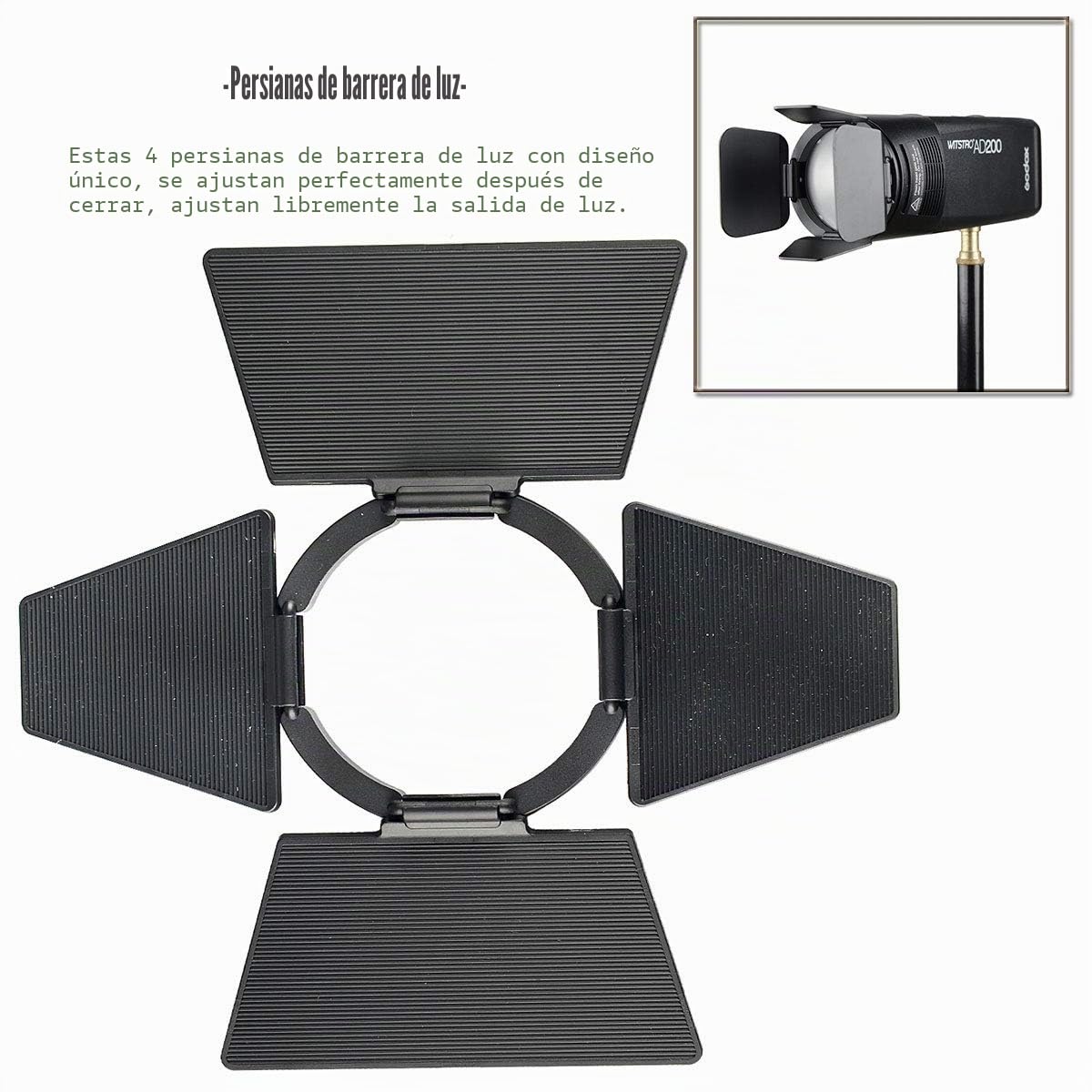 Godox AK-R1 AD200 - Kit de Accesorios de Cabeza Redonda para Godox H200R (Puerto magnético, Cabezal de extensión de separación AD200)
